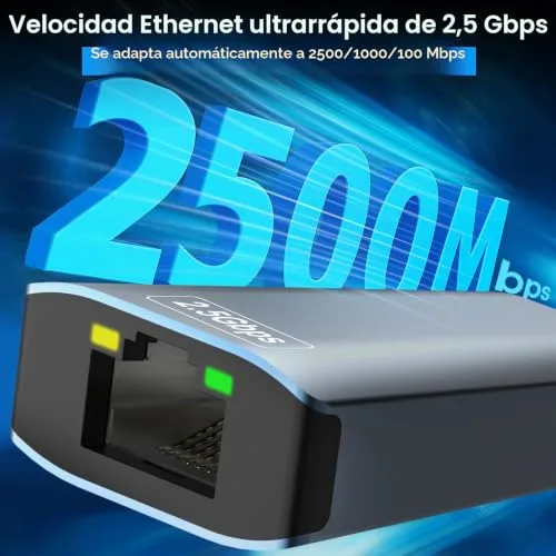 Vonxite ▫️ Adaptador USB-C para Ethernet de 2500 Mbps, adaptador USB-Ethernet RJ45 2,5 Gbps 2 em 1, adaptador Ethernet, USB-C Ethernet, Ethernet USB-C, adaptador Ethernet para USB-C compatível com Windows, Mac, iOS, Linux e Chrome 2