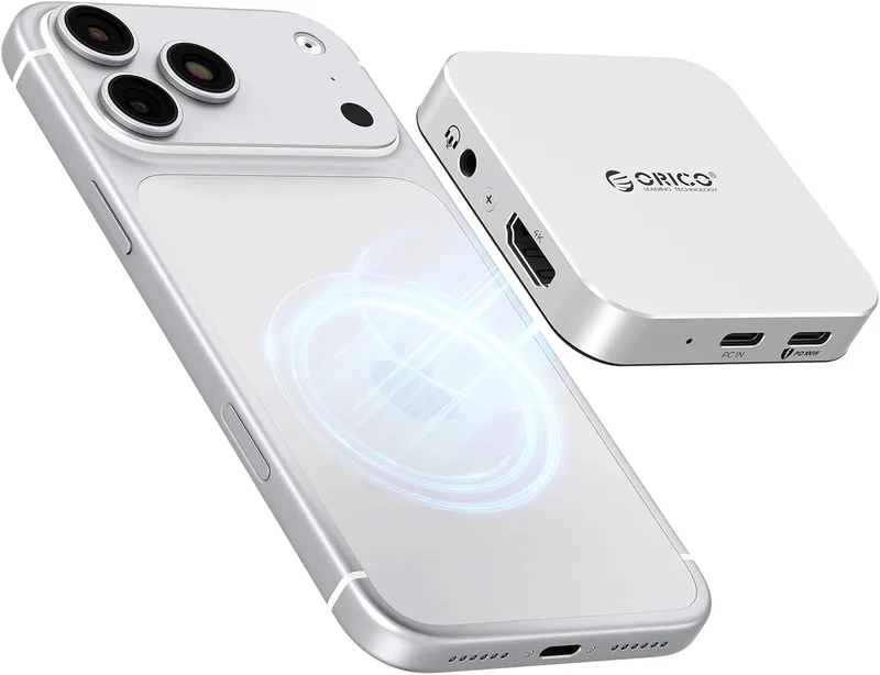 ORICO ▫️ Estação de ancoragem USB-C magnética, estrutura SSD M.2 NVMe, estação de ancoragem 6 em 1 com HDMI 4K@60Hz, PD 100W, USB-A/USB-C 10Gbps, áudio, hub de estação de ancoragem USB-C para iPhone/Pro Max/Lenovo