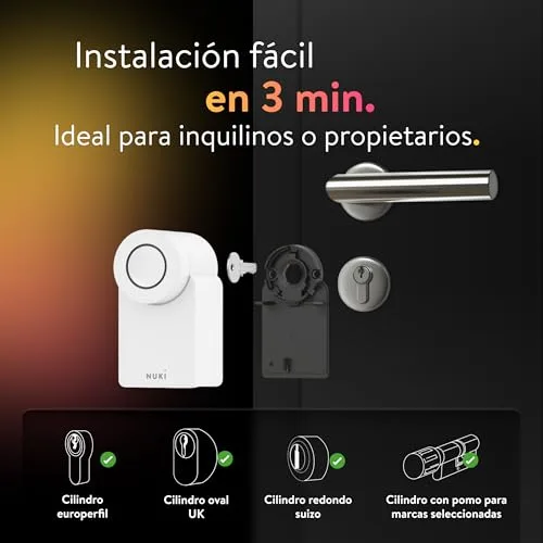 NUKi ▫️ Smart Lock Go (2025) com Bluetooth e Matter, fechadura inteligente que transforma o seu smartphone numa chave, instalação fácil sem necessidade de substituir o cilindro – Smart Lock com teclado numérico 3