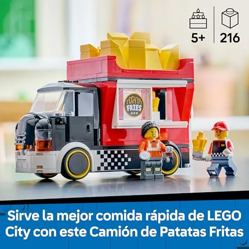 LEGO ▫️ City Camião de Batatas Fritas de Brinquedo - Kit de Maquetes de Veículos com Balcão Desmontável, 2 Minifiguras e Comida de Brinquedo - Presente de Aniversário para Crianças a partir dos 5 Anos - 60488 2