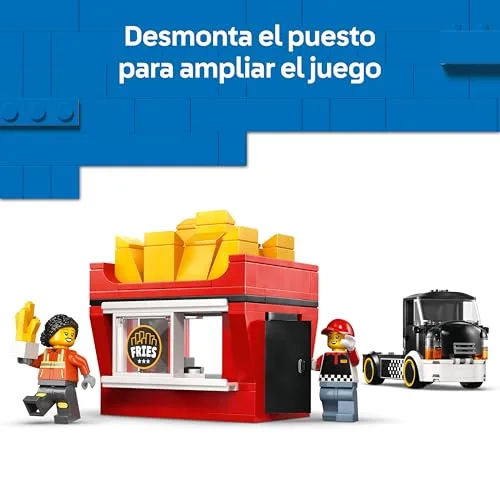 LEGO ▫️ City Camião de Batatas Fritas de Brinquedo - Kit de Maquetes de Veículos com Balcão Desmontável, 2 Minifiguras e Comida de Brinquedo - Presente de Aniversário para Crianças a partir dos 5 Anos - 60488 3