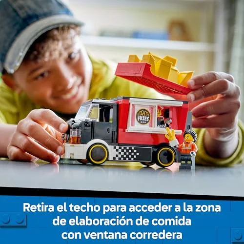 LEGO ▫️ City Camião de Batatas Fritas de Brinquedo - Kit de Maquetes de Veículos com Balcão Desmontável, 2 Minifiguras e Comida de Brinquedo - Presente de Aniversário para Crianças a partir dos 5 Anos - 60488 4