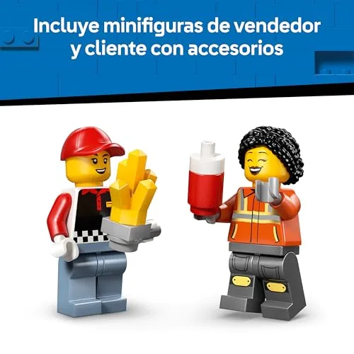 LEGO ▫️ City Camião de Batatas Fritas de Brinquedo - Kit de Maquetes de Veículos com Balcão Desmontável, 2 Minifiguras e Comida de Brinquedo - Presente de Aniversário para Crianças a partir dos 5 Anos - 60488 5