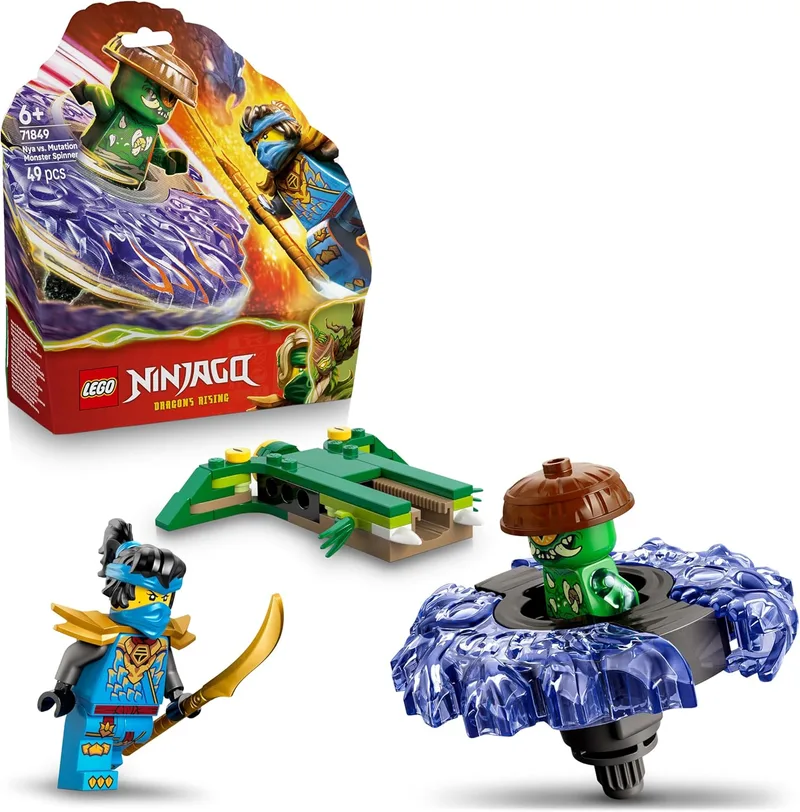 LEGO ▫️ Ninjago NYA vs. Mutant Monster Spinner - Brinquedo giratório - Brinquedo giratório - Pião com lançador e 2 minifiguras com armas ninja - Prenda de aniversário para crianças com mais de 6 anos e fãs da série - 71849