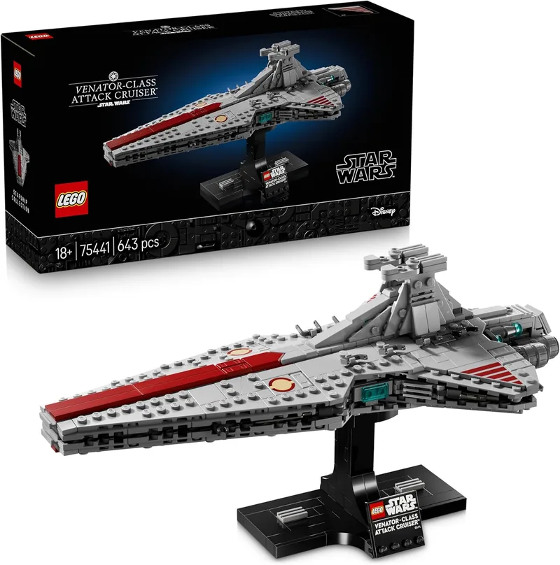 LEGO ▫️ Star Wars 75441 Cruzador de Ataque Classe Venator - Maquete para montar para adultos de uma nave da República - Decoração para a sala - Presente de coleção para fãs de «A Vingança dos Sith»
