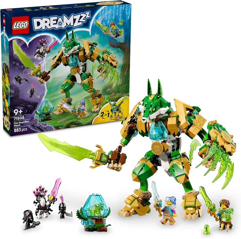 LEGO DREAMZzz 2in1 Zorro Keeper Mecca - Figura de Ação Transformável do Guardião Raposa - 3 Minifiguras e Criatura Tesouro Verde Colecionável - Prenda para Crianças 9+ - 71508