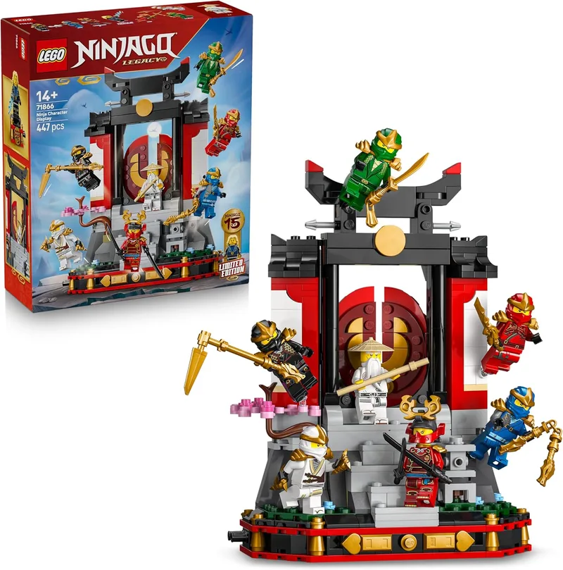 LEGO ▫️ Ninjago Exposição de Personagens Ninja: 15.º Aniversário - Porta do Mosteiro com 8 Minifiguras Colecionáveis e Espadas - Presente Nostálgico para Crianças a partir dos 14 Anos e Fãs Adultos - 71866