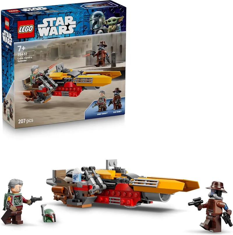 LEGO ▫️ Star Wars 75437 Cobb Vanth Speeder - Cobb Vanth e Cad Bane Minifigura de brinquedo Motocicleta com blasters e jetpack - Presente para crianças com mais de 7 anos e fãs de The Mandalorian