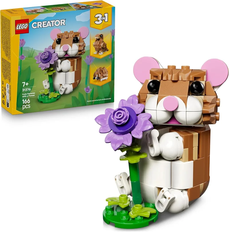 LEGO ▫️ Creator 3 em 1: Hamsterstinho fofo com flor 31376