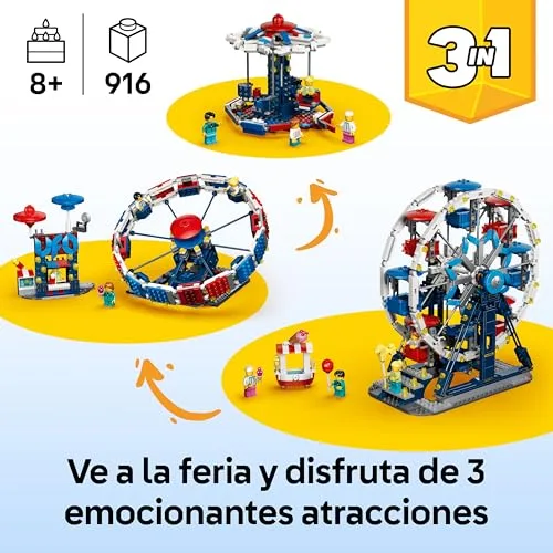 LEGO ▫️ Creator 3 em 1 Roda-gigante clássica de brincar - Modelo transformável numa atração «OVNI» ou num carrossel - Decoração para o quarto das crianças - Presente de aniversário para meninos e meninas a partir dos 8 anos - 31389 2