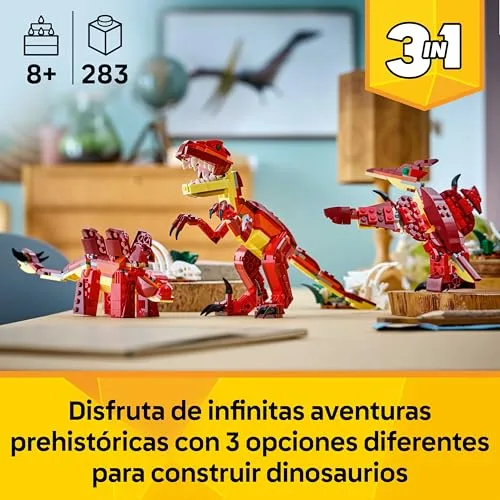 LEGO ▫️ Creator 3 em 1 Dinossauro Feroz - Figuras de dinossauros transformáveis em velociraptor, estegossauro ou pterossauro - Presente de aniversário para meninas e meninos a partir dos 8 anos - 31379 2