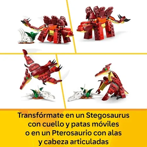 LEGO ▫️ Creator 3 em 1 Dinossauro Feroz - Figuras de dinossauros transformáveis em velociraptor, estegossauro ou pterossauro - Presente de aniversário para meninas e meninos a partir dos 8 anos - 31379 6