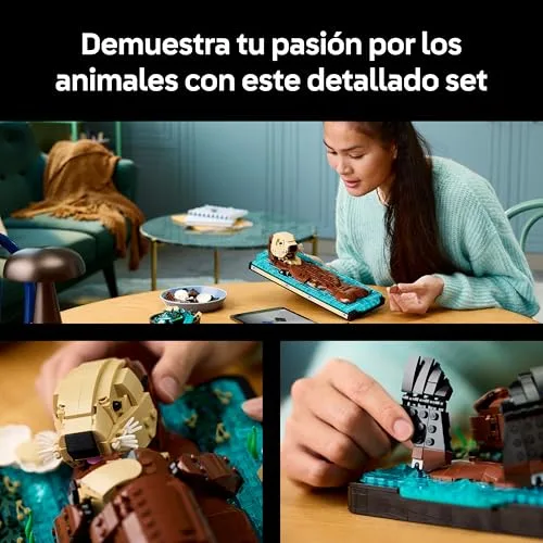 LEGO ▫️ Ideas Nutrias Marinhas à Tona - Kit de Maquetes 3D para Adultos com Nutria e Cria - Figuras Articuladas de Animais Marinhos - Decoração para a Estante - Presente Artesanal - 21366 3