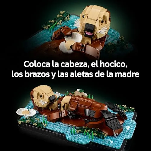 LEGO ▫️ Ideas Nutrias Marinhas à Tona - Kit de Maquetes 3D para Adultos com Nutria e Cria - Figuras Articuladas de Animais Marinhos - Decoração para a Estante - Presente Artesanal - 21366 4