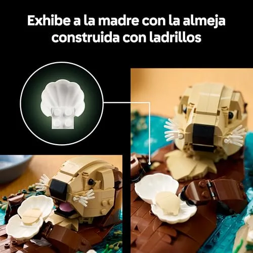LEGO ▫️ Ideas Nutrias Marinhas à Tona - Kit de Maquetes 3D para Adultos com Nutria e Cria - Figuras Articuladas de Animais Marinhos - Decoração para a Estante - Presente Artesanal - 21366 6