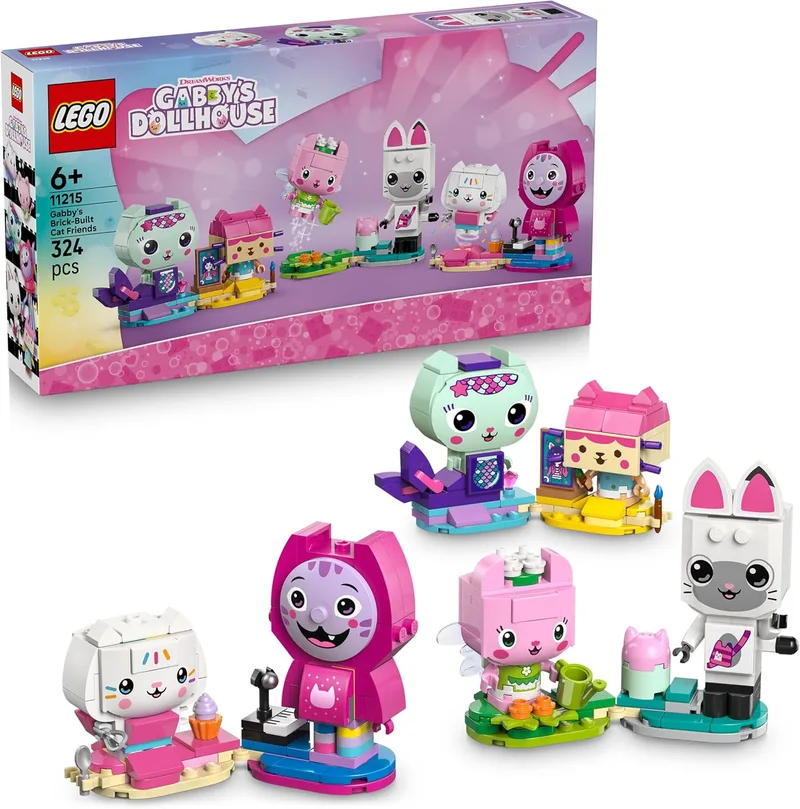 LEGO ▫️ A Casa de Bonecas da Gabby: Amigos Felinos para Construir - 6 Figuras de Animais, incluindo Hadigata e Siregata, com Suporte - Gatos de Brinquedo - Presente para Meninas a partir dos 6 Anos - 11215
