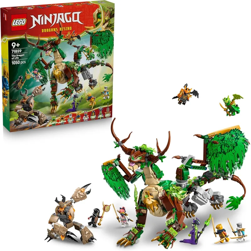 LEGO ▫️ Brinquedo Ninjago Ninjago Dragon Life - Figura de Dragão Articulada, Mecanismo Monstro, 8 Minifiguras e Armas Ninja Inc. Catana e Espada - Prenda para Crianças com 8+ e Fãs da Série - 71859