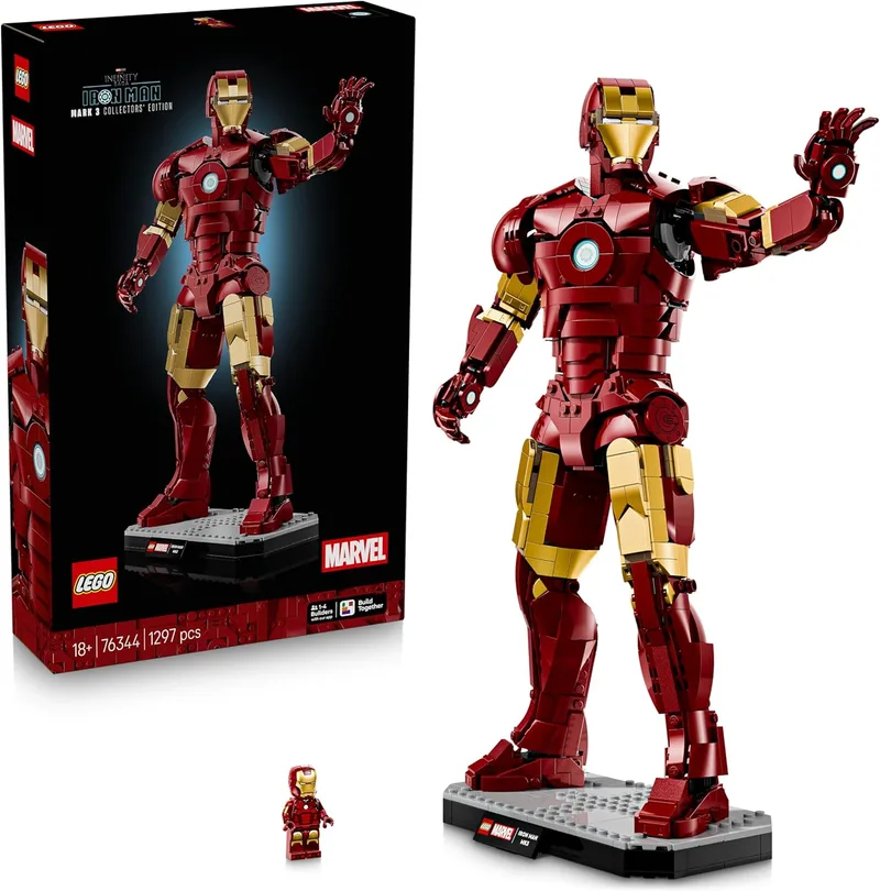 LEGO ▫️ Marvel Iron Man Mark 3: Edição de Colecionador - Maquete para adultos dos Vingadores - Minifigura de super-herói e Reator ARC - Presente para fãs, homens e mulheres - 76344