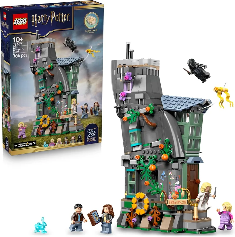Brinquedo LEGO Harry Potter Casa de Luna Lovegood - Kit de modelos com tijolos iluminados e 5 minifiguras, incluindo Hermione - Decoração de quarto - Presente para raparigas, rapazes e fãs com mais de 10 anos 76467