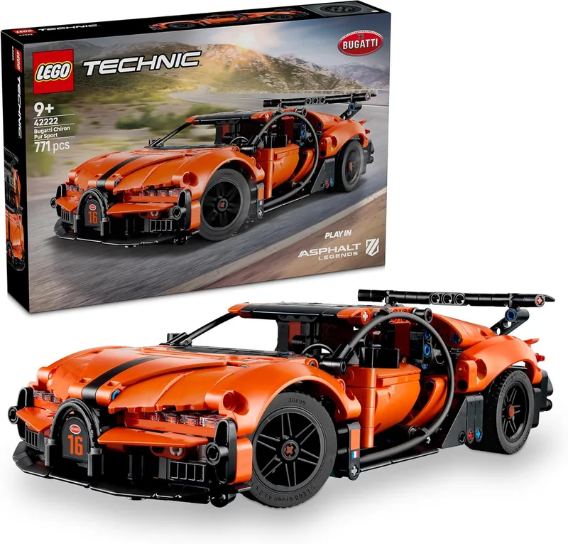 LEGO Technic Hypercar Bugatti Chiron Pur Sport - Modelo de Carro de Corrida de Brinquedo com Motor W16, Direção e Portas que Abrem - Prenda para Crianças com Mais de 9 Anos e Fãs de Automobilismo - 42222