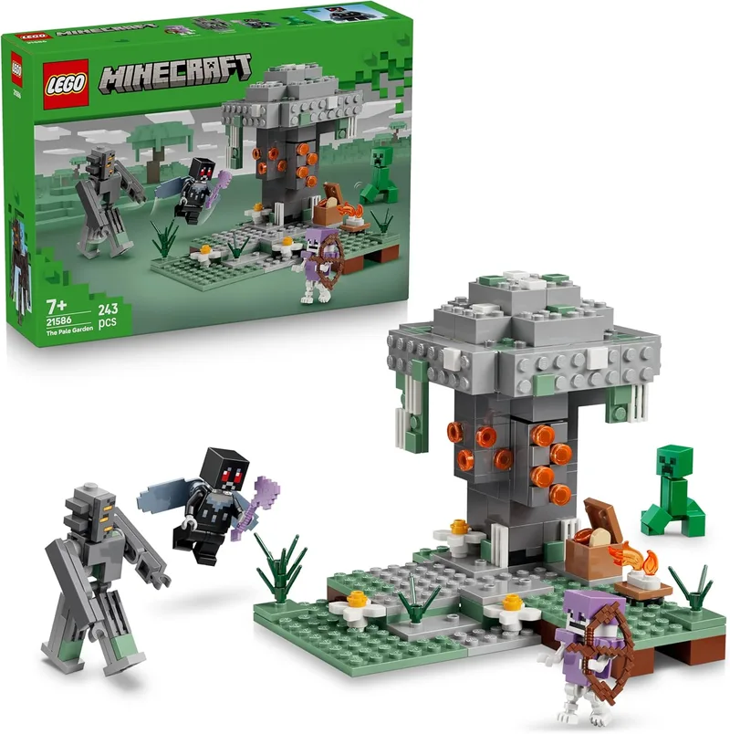LEGO Minecraft O Jardim Pálido - Bioma em Miniatura com Minifigura de Trepadeira e Homem Mariposa - Figuras de Trepadeira e Esqueleto - Presente Gamer para Rapazes e Raparigas a partir dos 7 anos - 21586