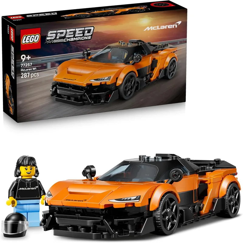 LEGO ▫️ Speed Champions McLaren W1 – O Autêntico Superdesportivo - Maquete de carro de brincar com minifigura de piloto colecionável - Presente para crianças a partir dos 9 anos e fãs do automobilismo - 77257