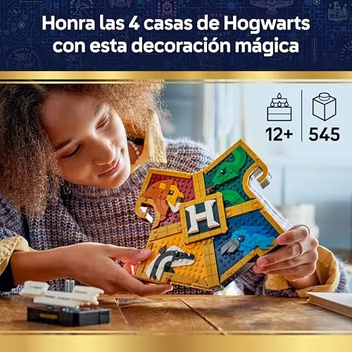 LEGO ▫️ Harry Potter: Escudo das Casas de Hogwarts - Maquete 3D com Animais - Decoração de Parede para o Quarto - Presente de Aniversário para Meninas e Meninos a partir dos 12 anos e Adolescentes - 76462 2