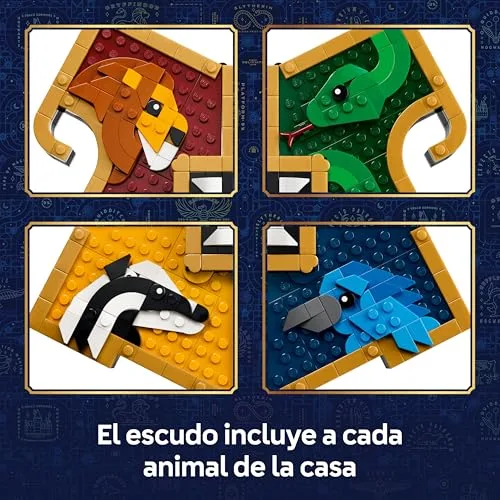 LEGO ▫️ Harry Potter: Escudo das Casas de Hogwarts - Maquete 3D com Animais - Decoração de Parede para o Quarto - Presente de Aniversário para Meninas e Meninos a partir dos 12 anos e Adolescentes - 76462 3