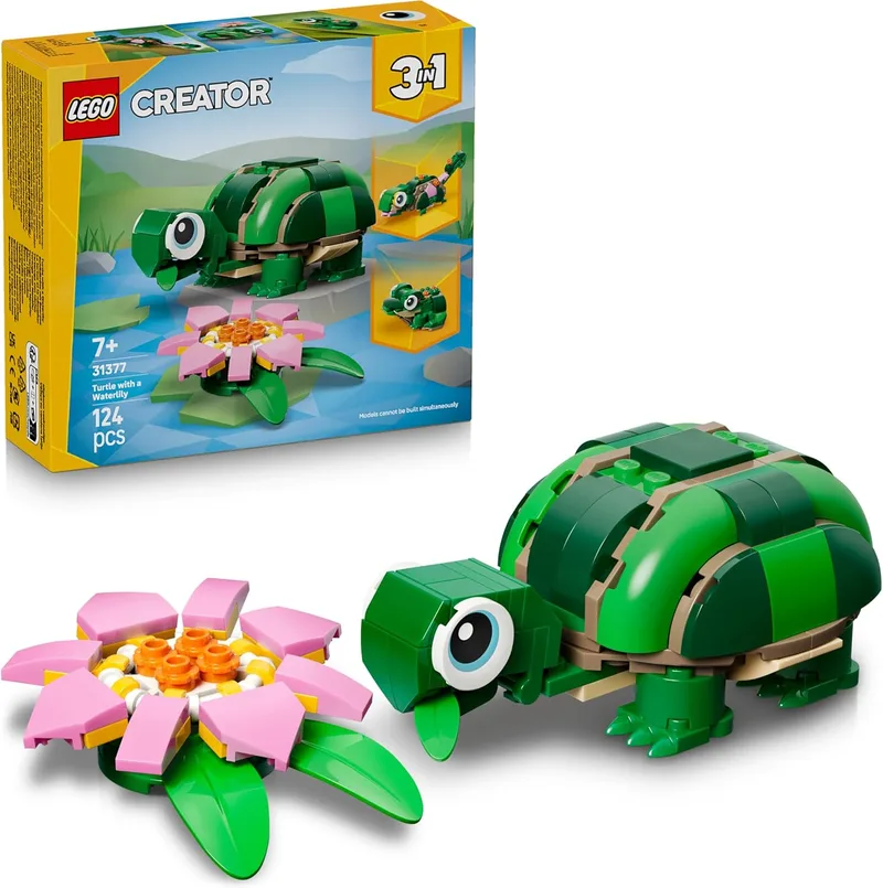 LEGO ▫️ Creator 3 em 1 Tartaruga com Flor de Nénupar 31377