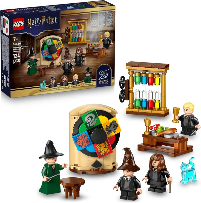 LEGO Harry Potter Castelo de Hogwarts: Cerimónia do Chapéu Selecionador - Brinquedo com Patronus, Hermione e Draco Malfoy Minifiguras com Varinhas - Prenda para Meninas e Meninos a partir dos 7 anos - 76460