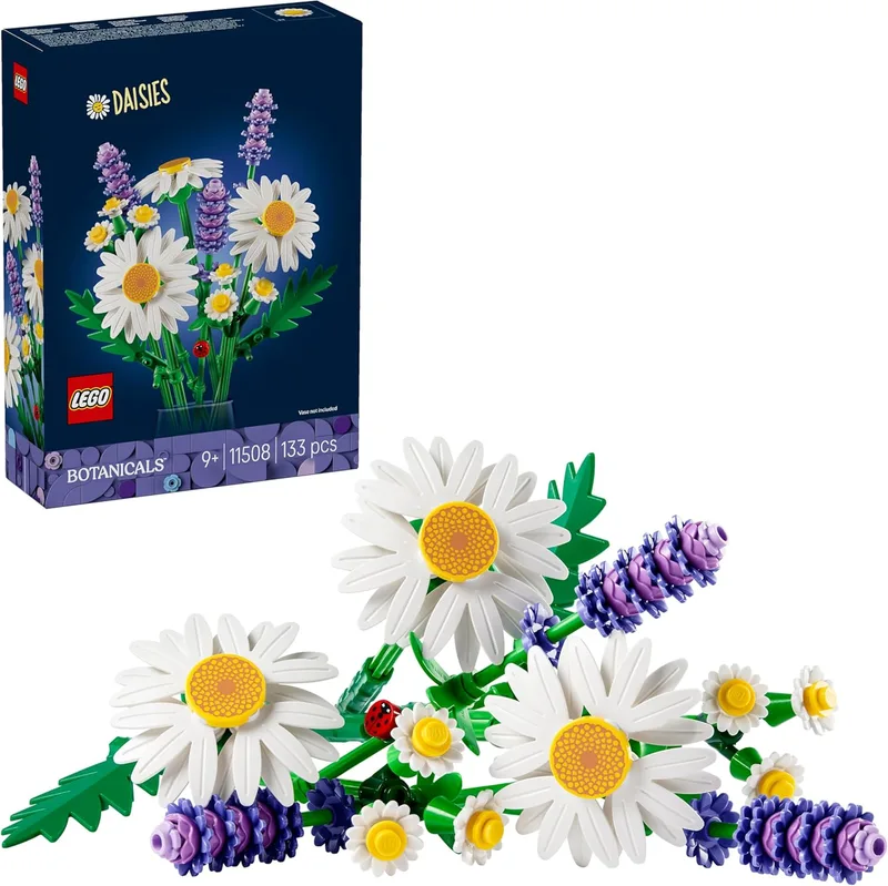 LEGO ▫️ Botanicals Margaridas - Ramo de flores com margaridas e lavanda artificial - Decoração para o quarto infantil - Presente para meninas a partir dos 9 anos e mulheres - 11508