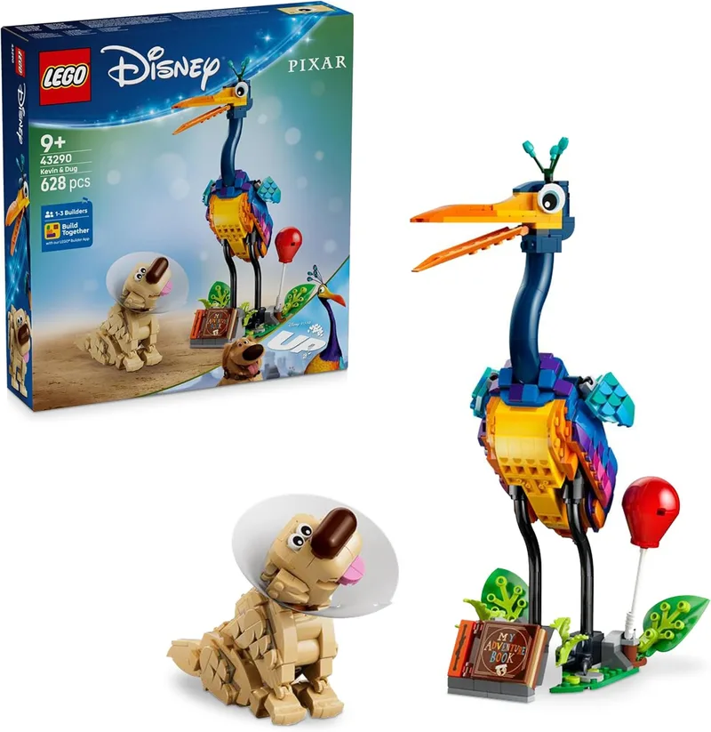 LEGO ▫️ Disney Pixar Kevin e Dug - Cão Golden Retriever de brinquedo e figura de pássaro exótico - Decoração para o quarto infantil - Presente para meninas a partir dos 9 anos, fãs do filme «Up» - 43290