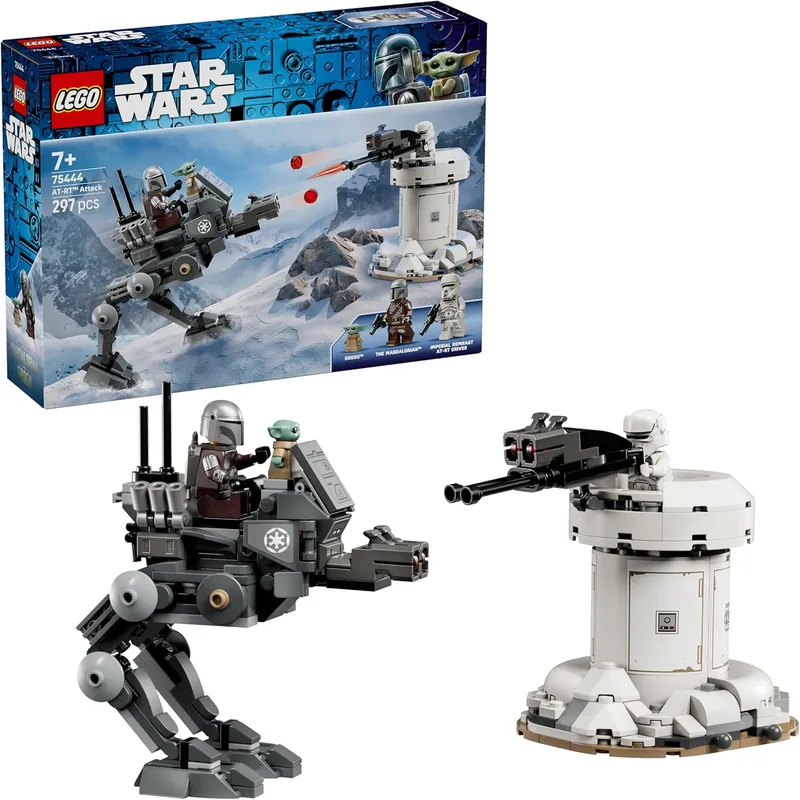 LEGO ▫️ Star Wars 75444 Ataque do AT-RT - Conjunto de construção com o Caminhante Imperial, Torre, minifigura do Mandaloriano e figura do Grogu - Presente de aniversário para meninos e meninas a partir dos 7 anos