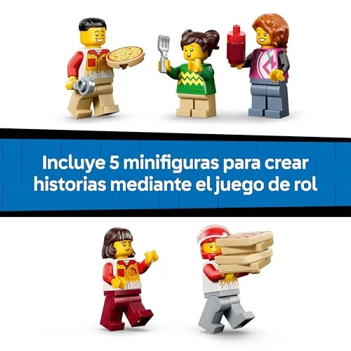 LEGO ▫️ City: Experiência de Entrega de Pizza com Veículos – Carro, Moto e Drão de Brinquedo, Comida, Máquina Recreativa e 4 Minifiguras – Presente de Aniversário para Crianças a partir dos 6 Anos – 60496 6