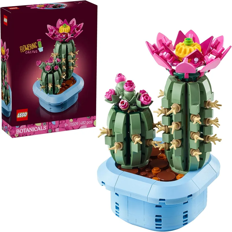 LEGO ▫️ Botanicals Cactus in Bloom - Vaso de plantas artificiais com 2 cactos e flores - Decoração de quarto - Prenda de aniversário para raparigas com mais de 9 anos e amantes de plantas - 11509