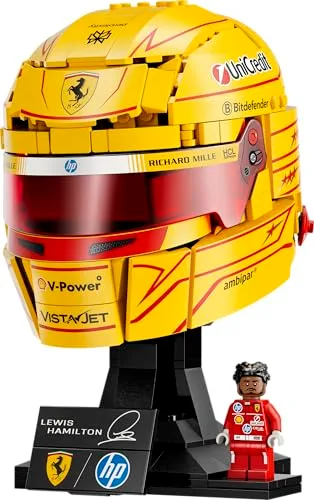 LEGO ▫️ Editions Scuderia Ferrari HP Lewis Hamilton Helmet - Produtos da F1 - Kit de modelo para exposição com minifigura colecionável - Presente para rapazes a partir dos 14 anos e fãs adultos do desporto motorizado - 43022 2
