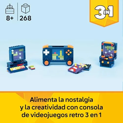 LEGO ▫️ Creator 3 em 1: Consola de Jogos Retro – Transformável em Máquina de Jogos e Computador de Brincar com Teclado e Rato – Presente para Miúdos e Miúdas a partir dos 8 Anos – 31380 2