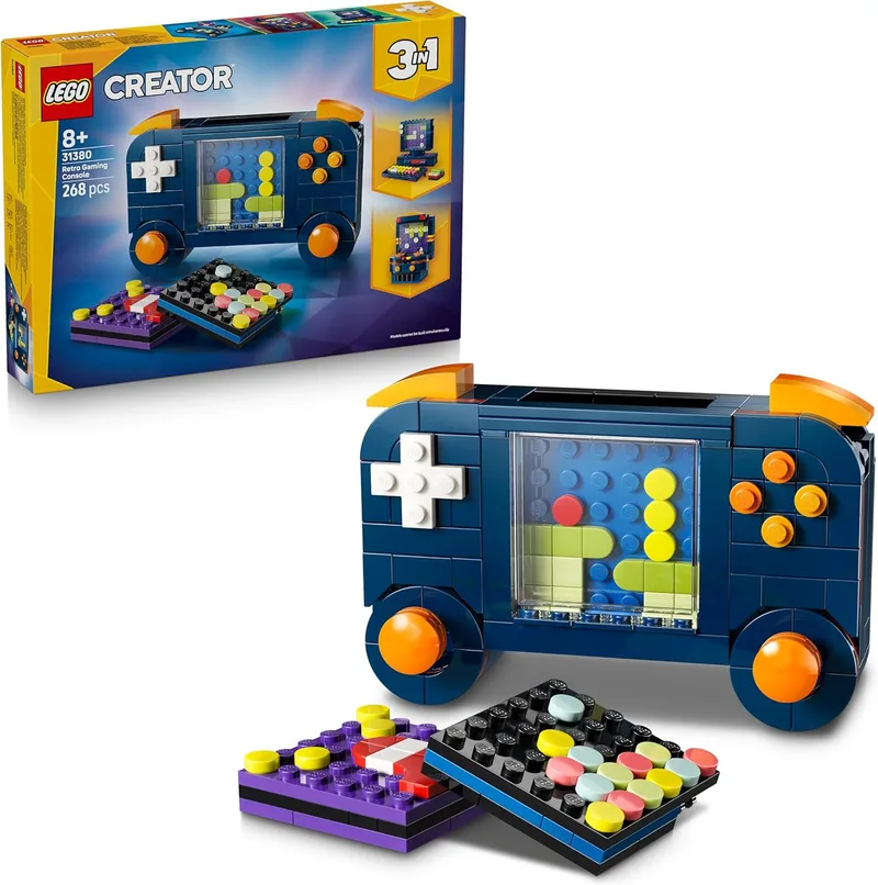 LEGO ▫️ Creator 3 em 1: Consola de Jogos Retro – Transformável em Máquina de Jogos e Computador de Brincar com Teclado e Rato – Presente para Miúdos e Miúdas a partir dos 8 Anos – 31380