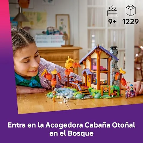 LEGO ▫️ Friends Aconchegante Cabana de Outono na Floresta – Casa de brincar em miniatura com 4 mini bonecas, 2 figuras de animais de estimação, animais e acessórios – Presente de aniversário para meninas a partir dos 9 anos – 42705 2