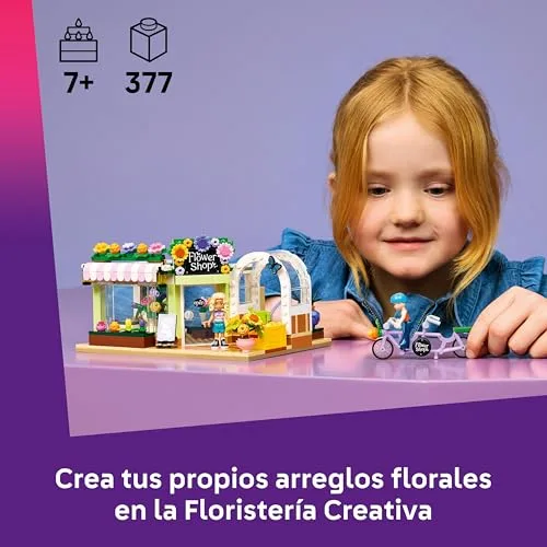 LEGO ▫️ Friends Florista Criativa – Loja de brinquedos em miniatura com flores artificiais, ramos, 2 mini bonecas, bicicleta e acessórios – Presente de aniversário para meninas a partir dos 7 anos – 42693 2