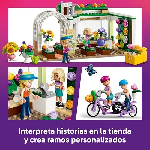 LEGO ▫️ Friends Florista Criativa – Loja de brinquedos em miniatura com flores artificiais, ramos, 2 mini bonecas, bicicleta e acessórios – Presente de aniversário para meninas a partir dos 7 anos – 42693 4
