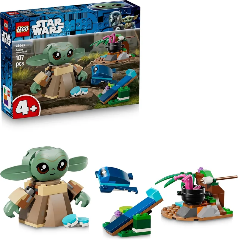 LEGO ▫️ Star Wars 75443 A Casa do Grogu - Brinquedo de Construção com Figura de Grogu, Sapo Sorgan, Catapulta e Macarrão Azul - Prenda para Rapazes e Raparigas com Mais de 4 Anos e Fãs de O Mandaloriano