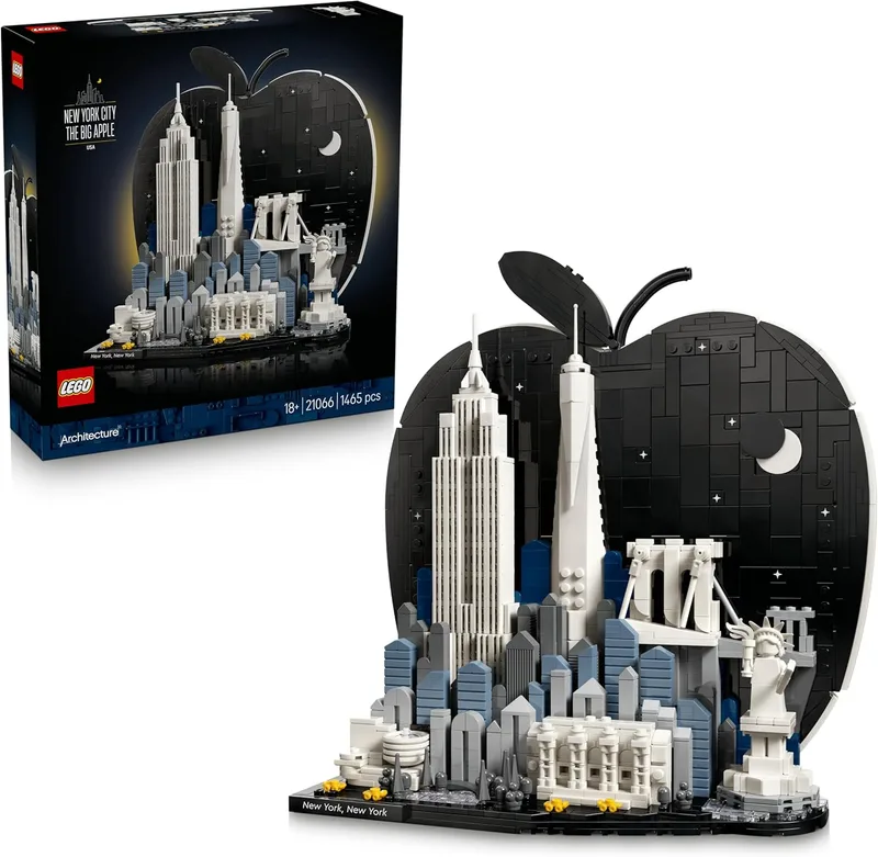 LEGO ▫️ Architecture Cidade de Nova Iorque: A Grande Maçã – Maquete em miniatura – Decoração para estante com a Estátua da Liberdade e o Empire State – Presente para os amantes de viagens – 21066