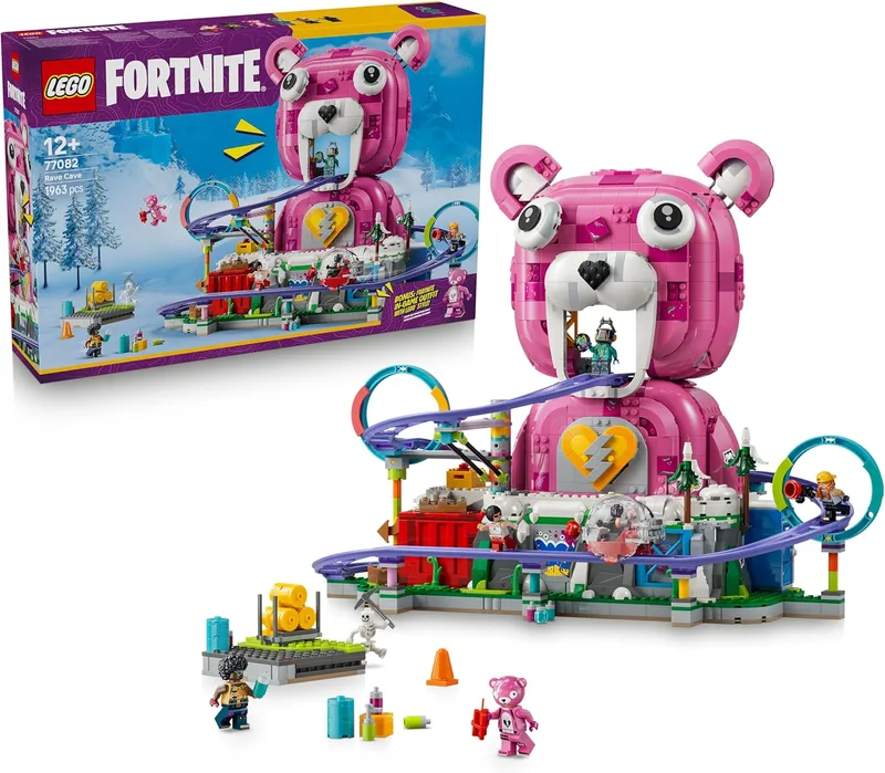 LEGO ▫️ Fortnite Caverna Descontrol – Brinquedo interativo – Maquete de parque temático com montanha-russa e 6 minifiguras – Decoração para o quarto – Presente para crianças e jovens a partir dos 12 anos que gostam de jogos – 77082
