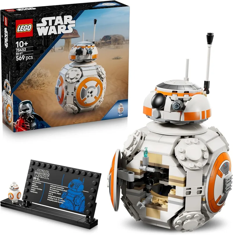 LEGO Star Wars 75452 BB-8 Astromech Droid - Cabeça e Roda Rotativas Figura de Brinquedo - Decoração de Quarto de Criança - Prenda para Rapazes e Raparigas com Mais de 10 Anos e Fãs