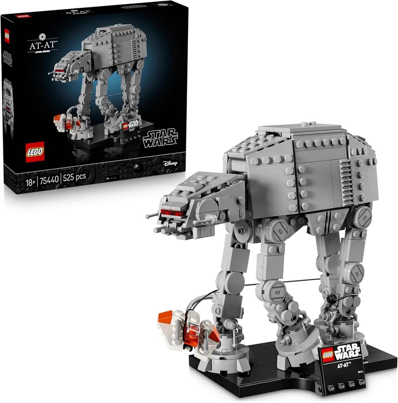LEGO Star Wars 75440 AT-AT - Modelo para adulto com base de exposição Snow Speeder e placa de identificação - Decoração de prateleira - Colecionável para fãs do Império Contra-Ataca