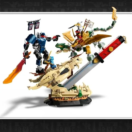 LEGO ▫️ Ninjago: Batalha na Espada do Dragão – Figuras de dragões e mecas – 4 minifiguras com katanas de brincar – Decoração para o quarto – Presente para crianças a partir dos 9 anos e fãs – 71871 4