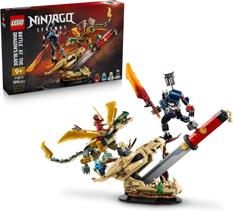 LEGO ▫️ Ninjago: Batalha na Espada do Dragão – Figuras de dragões e mecas – 4 minifiguras com katanas de brincar – Decoração para o quarto – Presente para crianças a partir dos 9 anos e fãs – 71871