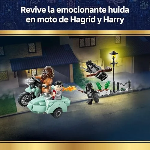 LEGO ▫️ Harry Potter: Hagrid e Harry – Fuga de Privet Drive – Moto de brincar com 4 minifiguras, incluindo Comensais da Morte e maquete da rua – Presente para meninos e meninas a partir dos 8 anos – 76459 2