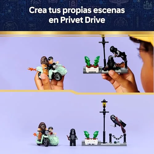 LEGO ▫️ Harry Potter: Hagrid e Harry – Fuga de Privet Drive – Moto de brincar com 4 minifiguras, incluindo Comensais da Morte e maquete da rua – Presente para meninos e meninas a partir dos 8 anos – 76459 4